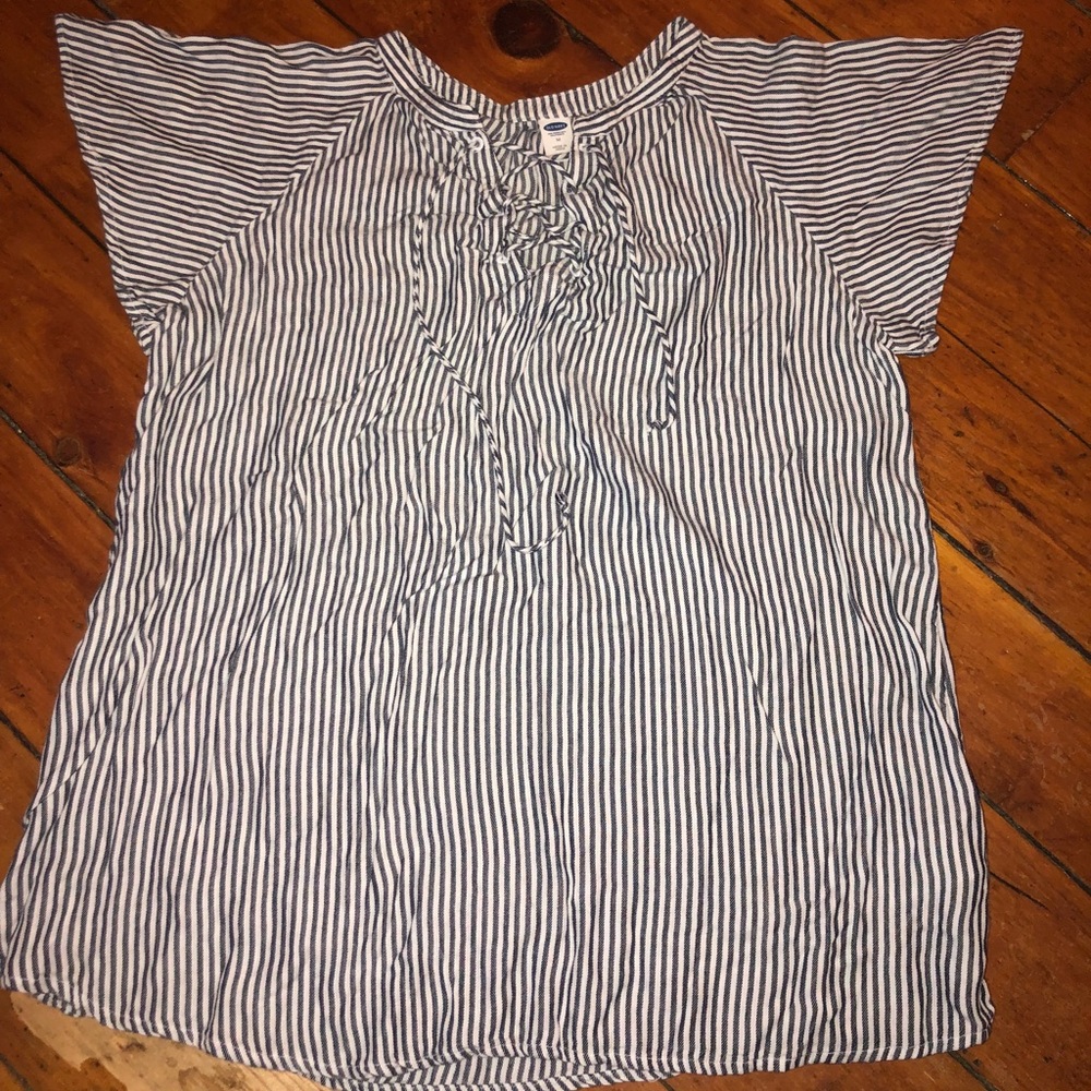 Blue and white striped shirt